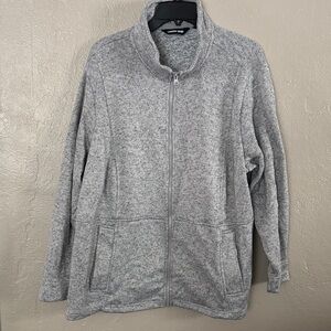 Lands End Jacket Grey Full Zip Pockets Womens Plus Size 2X (20-22W)